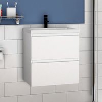 Aica Sanitaire - Waschtisch mit Unterschrank Badmöbel Waschbecken Badezimmer 50cm Weiß mit Waschbecken von AICA SANITAIRE