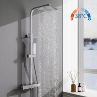 Aica Sanitaire - aica Duschsystem mit Thermostat, Chrom Duschset Regendusche inkl. Kopfbrause, Handbrause und Verstellbarer Duschstange Duscharmatur Aica Sanitaire - aica Duschsystem mit Thermostat, Chrom Duschset Regendusche inkl. Kopfbrause, Handbrause und Verstellbarer Duschstange Duscharmatur von AICA SANITAIRE