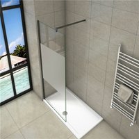 Aica Sanitaire - B.120xH.200cm Duschwand +ausziehbar (73-120cm)Schwarz Stabilisator Walk in Duschtrennwand 10mm NANO-Glas mit Glasschutzfolie dusche von AICA SANITAIRE