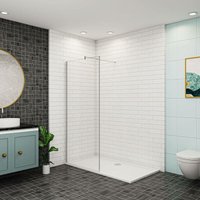 B.30xH.200cm Duschwand +ausziehbar (70-120cm) Stabilisator Duschabtrennung Walk in Duschtrennwand 8mm NANO-Glas dusche von AICA SANITAIRE