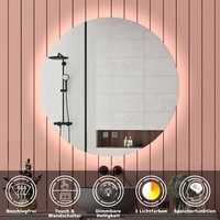 Badspiegel LED Rund Wandspiegel Badezimmerspiegel Touch Beleuchtung Kalt/Warmwei dimmbar 90cm von AICA SANITAIRE