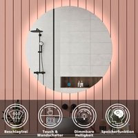 Badspiegel led Rund Touch Beleuchtung Wandspiegel Badezimmerspiegel Beschlagfrei weißes Licht 90cm von AICA SANITAIRE