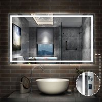 Aica Sanitaire - Badspiegel led Wandspiegel Badezimmerspiegel Tastenschalter Dimmbar Antibeschlag 120x70cm Kaltweiß/Neutralweiß/Warmweiß dimmbar von AICA SANITAIRE