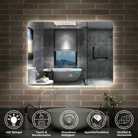 Badspiegel mit Beleuchtung led Badezimmerspiegel Wandspiegel Kaltweiß Dimmbar, led Memory Funktion 70 x 50 cm von AICA SANITAIRE