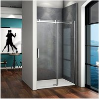 Duschabtrennung Schiebetür Nischentür 6mm NANO ESG 145X195cm Echtglas Duschtür Duschkabine Dusche Glastür von AICA SANITAIRE