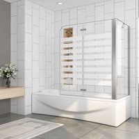 Faltwand 2-teilig mit Seitenwand 6mm esg 120x75x140cm Badewannenaufsatz Milchglas Nur Rechtsmontage Duschwand Dusche Duschabtrennung von AICA SANITAIRE