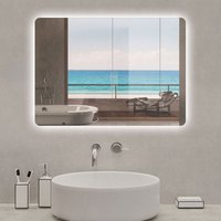 LED Badspiegel Badezimmerspiegel Wandspiegel 3 farben Dimmbar Memory Funktion 60x40cm von AICA SANITAIRE