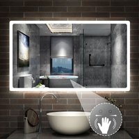 Aica Sanitaire - led Wandspiegel Badezimmerspiegel Induktion Beleuchtung Badspiegel Kaltwei/Neutralwei/Warmwei dimmbar 140x80cm von AICA SANITAIRE
