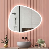 Led Badspiegel unregelmäßiger Spiegel Beleuchtung Flurspiegel Wandspiegel Badezimmerspieg Touch + Beleuchtung 3 Farben Dimmbar Memory Funktion 80x55cm von AICA SANITAIRE