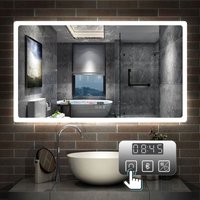 Led Spiegel Wandspiegel Badspiegel mit Touchschalter+Beschlagfrei+Helligkeit Memory Funktion++3 Lichtfarben Dimmbar+Uhr+Bluetooth 120 x 70 cm Led Spiegel Wandspiegel Badspiegel mit Touchschalter+Beschlagfrei+Helligkeit Memory Funktion++3 Lichtfarben Dimmbar+Uhr+Bluetooth 120 x 70 cm von AICA SANITAIRE