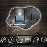 Rahmenloser Wandspiegel Badspiegel mit Beleuchtung Unregelmiger Spiegel Asymmetrischer Spiegel 3 Farben des Lichts, Dimmbar, von AICA SANITAIRE