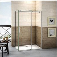 Schiebetür Duschabtrennung 8mm nano esg Nischentür mit Seitenwand 100x90x195cm Echtglas Duschtür Duschkabine Dusche Glastür von AICA SANITAIRE