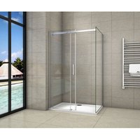 Schiebetür mit Seitenwand 6mm nano esg Nischentür 120x80cm H.195cm Duschabtrennung Echtglas Duschtür Duschkabine Dusche Glastür von AICA SANITAIRE