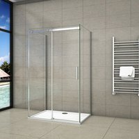 U-Form Duschkabine 6mm nano esg Schiebetür mit Seitenwand 120x90cm Eckeinstieg H.195cm Duschabtrennung Echtglas Duschtür Dusche Glastür von AICA SANITAIRE