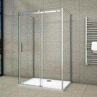 U-Form Duschkabine 8mm nano esg Eckeinstieg Schiebetür 100x195cm mit Seitenwand:80x80x195cm + Duschtasse 100x80cm Duschabtrennung Echtglas Duschtür von AICA SANITAIRE