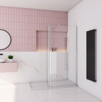 Walk in Duschkabine 90x200cm Duschwand mit 40x200cm Flipper Panel mit 140cm Stabilisator 10mm Nano-ESG Duschtrennwand von AICA SANITAIRE