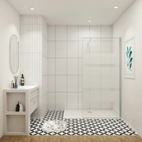 Walk in Duschwand Teilsatinie 6mm nano esg 90x190cm Dusche Duschtrennwand Glaswand mit Stabilisator 73-120cm für 6-10mm Glas von AICA SANITAIRE