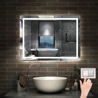 Wandspiegel mit Beleuchtung LED Spiegel Badspiegel mit Touchschalter+Beschlagfrei+Helligkeit Memory Funktion+3 Lichtfarben Dimmbar 90 x 60 cm von AICA SANITAIRE