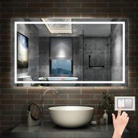 Wandspiegel mit Beleuchtung led Spiegel Badspiegel mit Touchschalter+Beschlagfrei+Helligkeit Memory Funktion+3 Lichtfarben Dimmbar 120 x 70 cm von AICA SANITAIRE