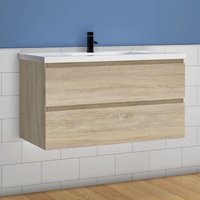 Waschtisch mit Unterschrank Badmbel Waschbecken Badezimmer 100cm Eiche mit Waschbecken von AICA SANITAIRE