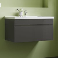 Waschtisch mit Unterschrank Waschbecken Unterschrank Badmöbel Set 80cm dunkelgrau + Seitenschränke Waschtisch mit Unterschrank Waschbecken Unterschrank Badmöbel Set 80cm dunkelgrau + Seitenschränke von AICA SANITAIRE