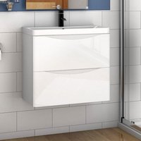 Waschtisch mit Unterschrank Waschbeckenunterschrank Badmöbel 60cm Hochglanz Weiß mit Waschbecken von AICA SANITAIRE