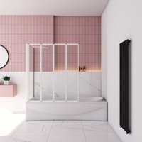 Weiß Badewanneaufsatz 4-ftg. 100x140cm Faltbare mit 80cm Seitewand 4mm ESG Faltwand für Badewanne Duschabtrennung Duschwand Weiß Badewanneaufsatz 4-ftg. 100x140cm Faltbare mit 80cm Seitewand 4mm ESG Faltwand für Badewanne Duschabtrennung Duschwand von AICA SANITAIRE
