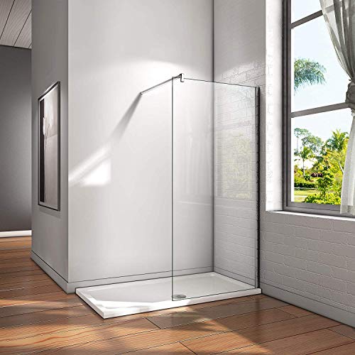 150x200cm Walk in Duschwand Duschtrennwand 10mm Easy-clean Nano Glas Duschabtrennung mit 140cm Stabilisierungsstange von AICA
