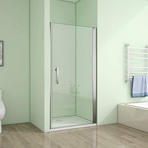 90x195cm Duschtür Duschabtrennung Drehtür für Nischen Dusche Duschwand NANO Echtglas (A1-90E V2+1B V2) von AICA