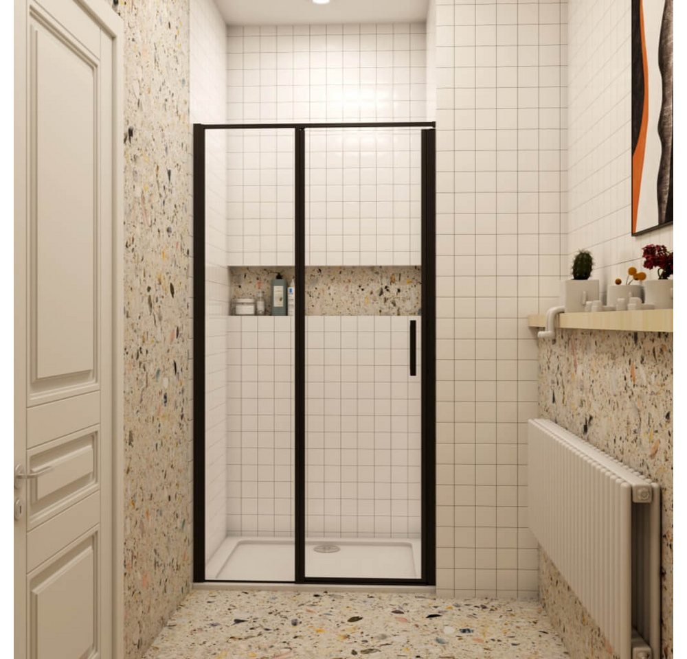 AICA Dusch-Drehtür 185cm Nano+ESG Glas Schwingtür schwarze Duschabtrennung Duschkabine, 80x185 cm, Sicherheitsglas, (links und rechts montierbar) mit Antikalk- Versiegelung, 6mm klares Easyclean Sicherheitsglas von AICA