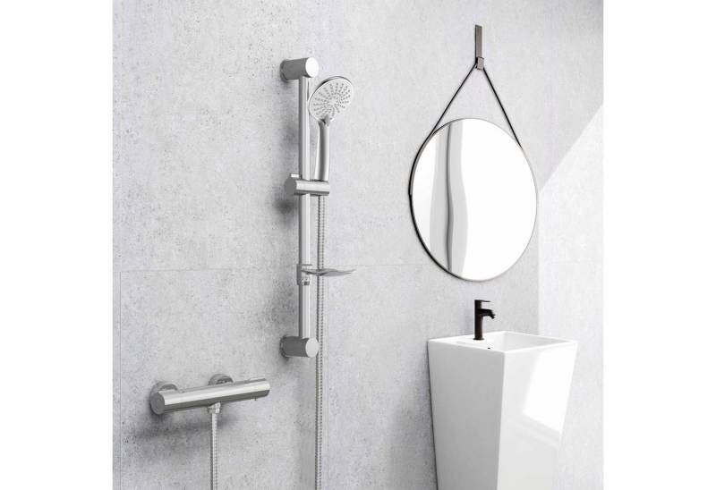 Aica Sanitär Duschsystem Regenbrause mit 38°C-Thermostat, Schlauch und Halterung, 1 Strahlart(en), Höhe 66 cm, Duschkopf mit 3 Strahlarten von Aica Sanitär