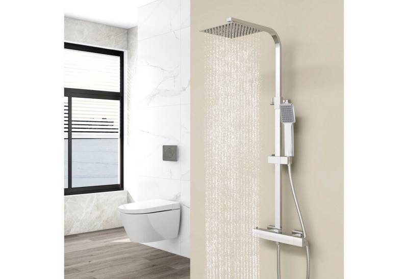 Aica Sanitär Duschsystem Thermostat Duscharmatur Regendusche Duschset mit Handbrause Massage, Set, Brauseschlauch mit Verdrehschutz von Aica Sanitär