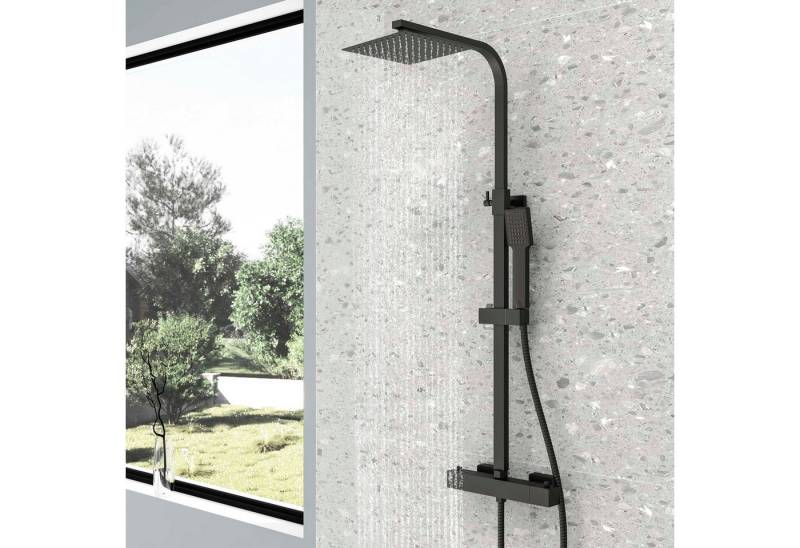 Aica Sanitär Duschsystem mit Thermostat Regendusche Brausegarnitur mit Duschkopf 8 Zoll, Set, Brauseschlauch mit Verdrehschutz von Aica Sanitär