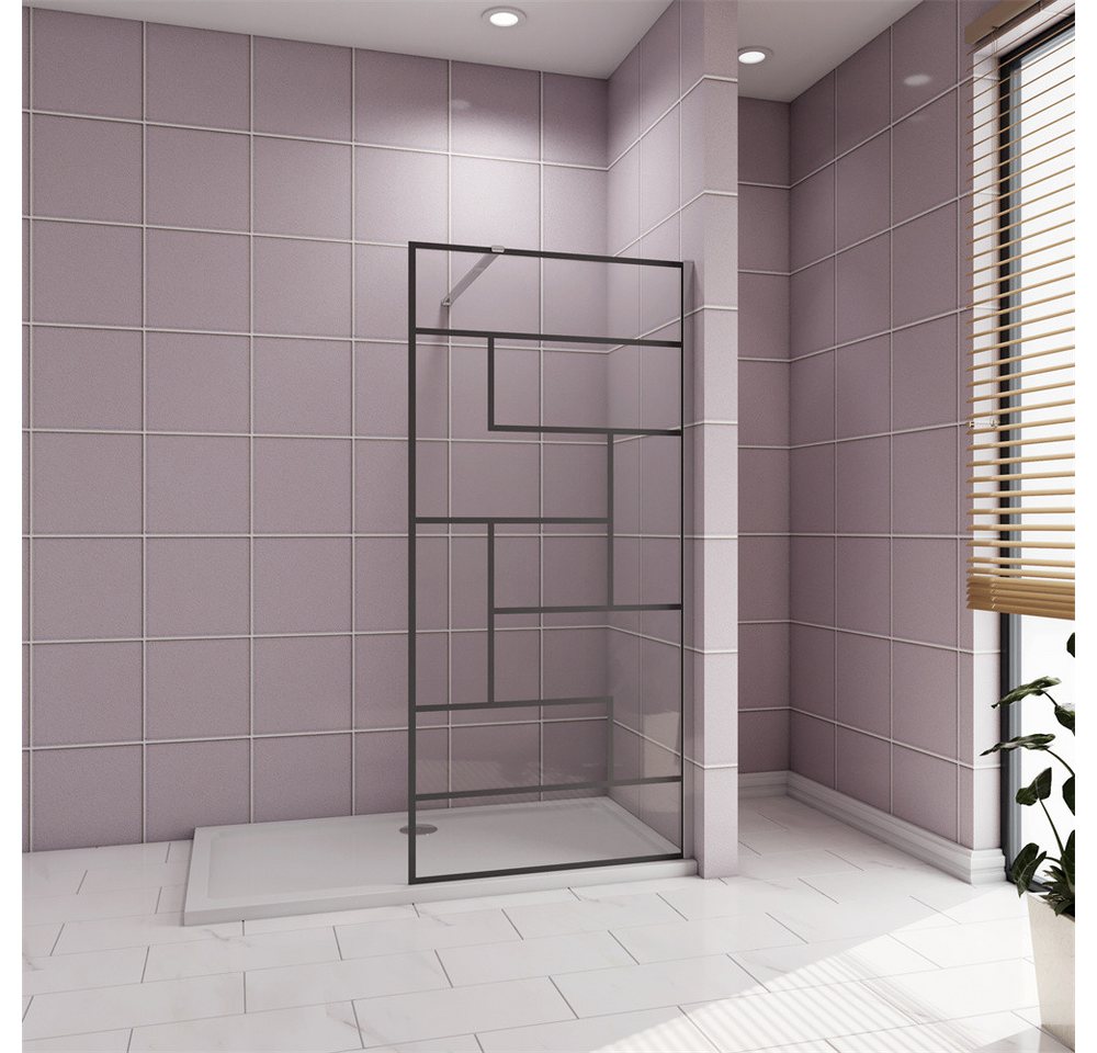 AICA Duschwand 8mm mit unregelmäßigem Gitter Sicherheitsglas Walk in Dusche Glaswand, Einscheibensicherheitsglas, (8mm Nano ESG mit unregelmäßigem Gitter), NanoGlas von AICA