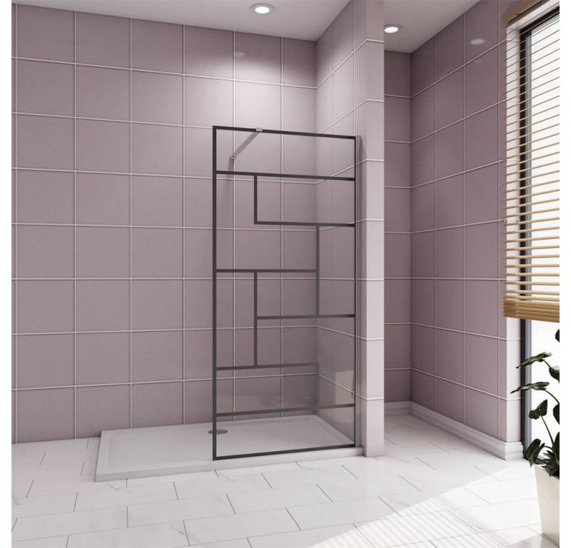 AICA Duschwand 8mm mit unregelmäßigem Gitter Sicherheitsglas Walk in Dusche Glaswand, Einscheibensicherheitsglas, (8mm Nano ESG mit unregelmäßigem Gitter), NanoGlas von AICA