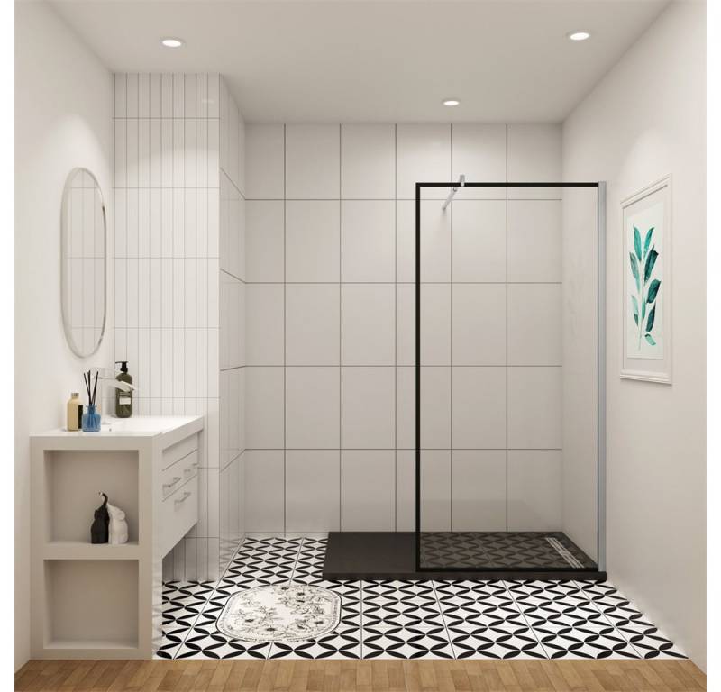 AICA Duschwand Nano Klarglas Walk in Dusche Trennwand Duschwand, Einscheibensicherheitsglas, (8mm EasyClean ESG Sicherheitsglas), NanoGlas von AICA