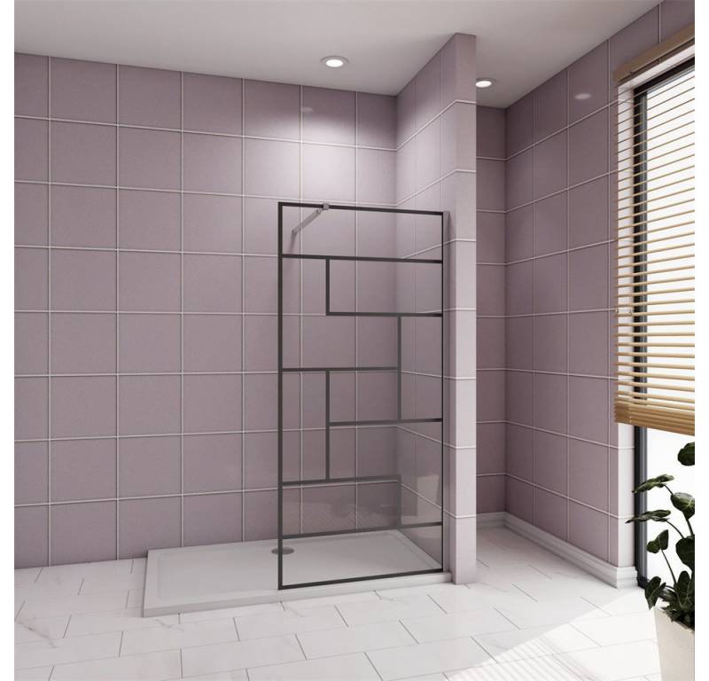 AICA Duschwand Walk in Dusche Nano mit unregelmäßigem Gitter Glaswand Duschkabine, Einscheibensicherheitsglas, (8mm Nano ESG mit unregelmäßigem Gitter), NanoGlas von AICA