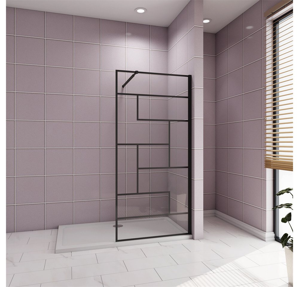 AICA Duschwand Walk in Dusche Nano mit unregelmäßigem Gitter Glaswand Duschkabine, Einscheibensicherheitsglas, (8mm Nano ESG mit unregelmäßigem Gitter), NanoGlas von AICA