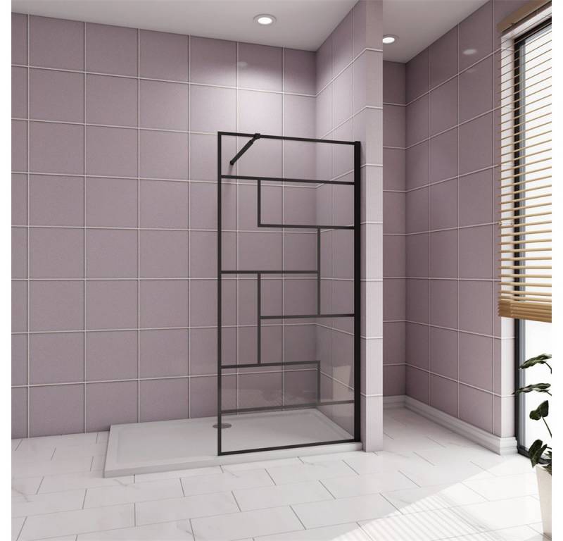 AICA Duschwand Walk in Dusche Nano mit unregelmäßigem Gitter Glaswand Duschkabine, Einscheibensicherheitsglas, (8mm Nano ESG mit unregelmäßigem Gitter), NanoGlas von AICA