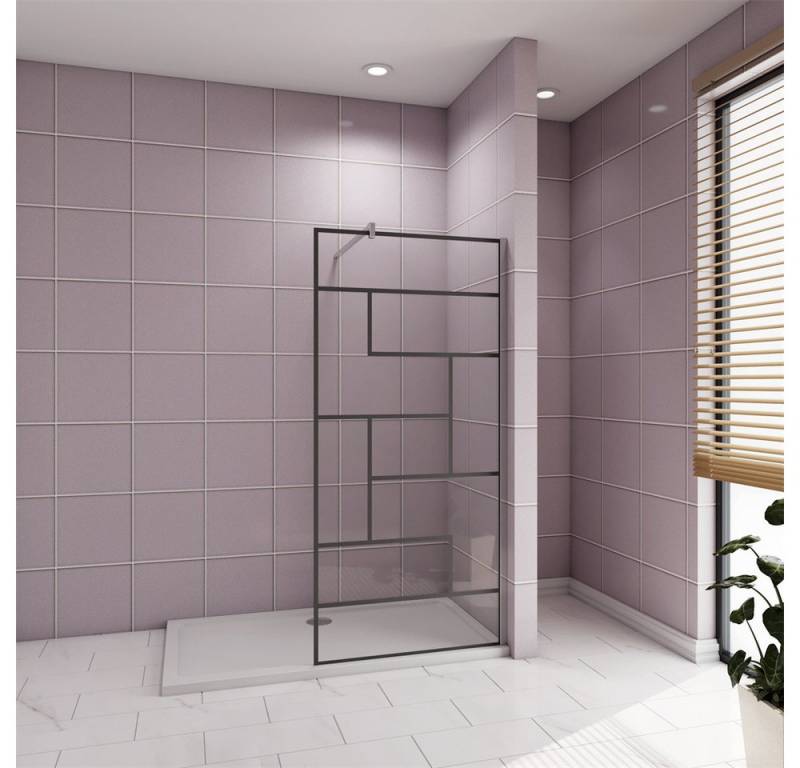 AICA Duschwand Walk in Nano mit unregelmäßigem Gitter Sicherheitsglas Glaswand, Einscheibensicherheitsglas, (8mm Nano ESG mit unregelmäßigem Gitter), NanoGlas von AICA