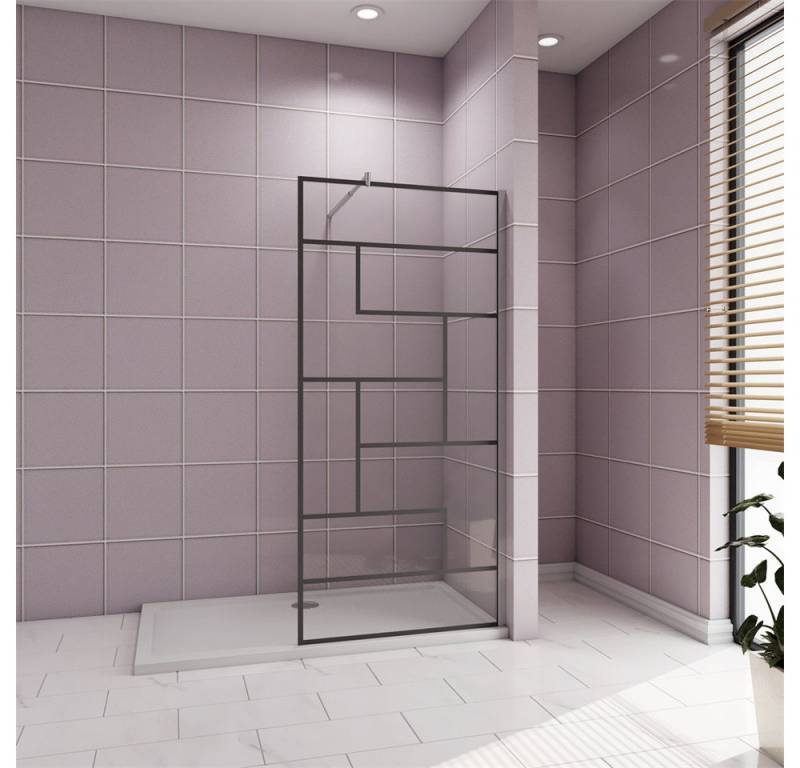 AICA Duschwand mit unregelmäßigem Gitter Sicherheitsglas Walk in Dusche Duschkabine, Einscheibensicherheitsglas, (8mm Nano ESG mit unregelmäßigem Gitter), NanoGlas von AICA