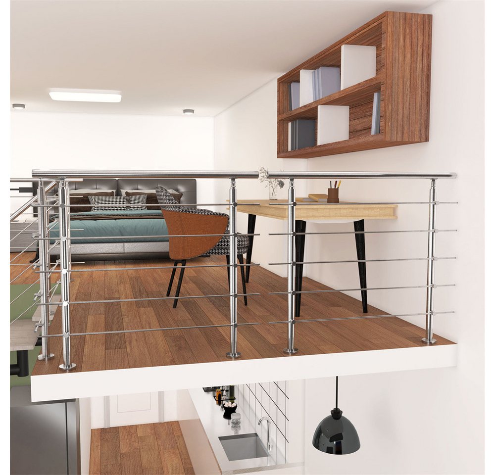 AICA Treppengeländer Edelstahl Material Handläufe 3/5 guardrails Treppe Geländer, 80 cm Länge, 106 cm Höhe, Set, 5-tlg., 201 Edelstahl von AICA