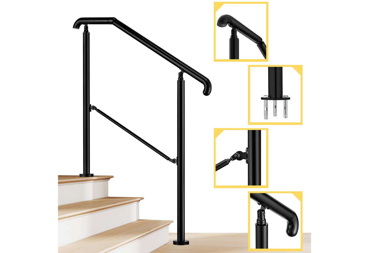 AICA Treppengeländer AICA Edelstahl-Treppengeländer für 2–5 Stufen, verstellbar geländer, 108 cm Länge, Eingangsgeländer, silber/schwarz, 108/136/162 cm AICA Treppengeländer AICA Edelstahl-Treppengeländer für 2–5 Stufen, verstellbar geländer, 108 cm Länge, Eingangsgeländer, silber/schwarz, 108/136/162 cm von AICA
