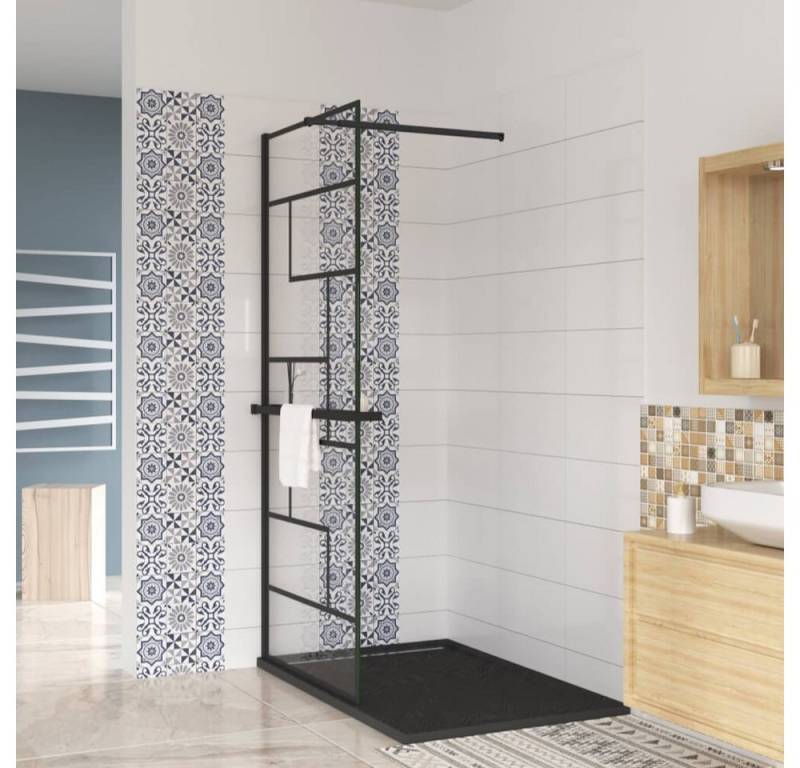 AICA Walk-in-Dusche 200cm 8mm ESG Stützstange Handtuchhalter schwarz Duschabtrennung, Einscheibensicherheitsglas AICA Walk-in-Dusche 200cm 8mm ESG Stützstange Handtuchhalter schwarz Duschabtrennung, Einscheibensicherheitsglas von AICA