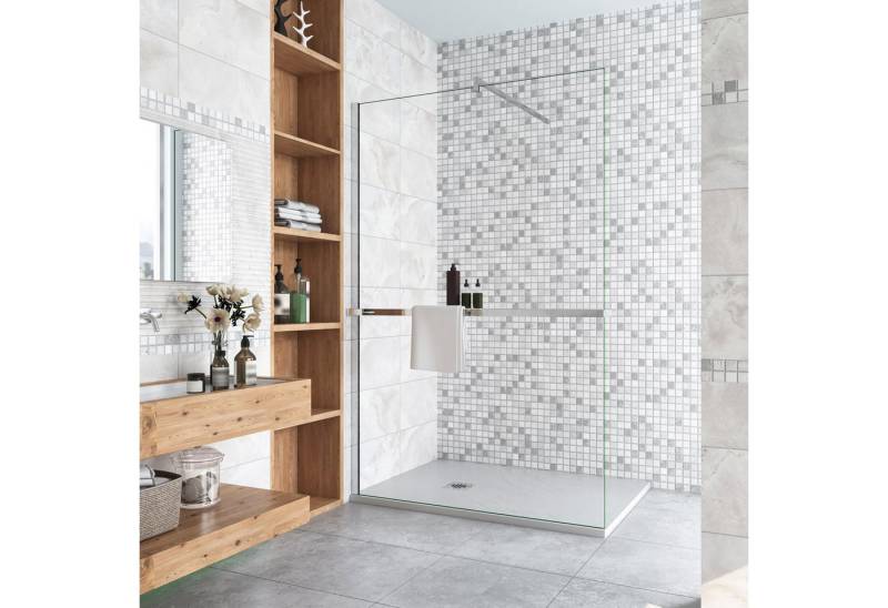 AICA Walk-in-Dusche 200cm Handtuchhalter Stabilstange chrom Glaswand Duschabtrennung, Sicherheitsglas, Glas von AICA