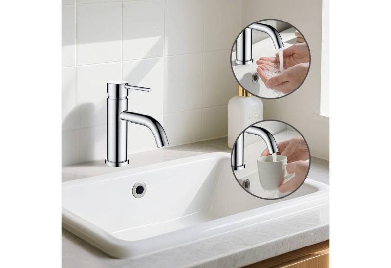 AICA Waschtischarmatur Badarmatur aus 304 Edelstahl mit Einhandgriff für Waschbecken Einfach zu installieren und mit komfortabler Bedienung von AICA