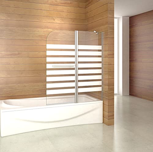 Duschabtrennung Badewannenaufsatz 120x140cm Rechts Duschwand Badewanne 6mm Nanobeschichtung Satiniert Sicherheitsglas mit Handtuchhalter von AICA
