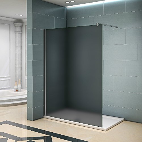 Duschabtrennung Duschwand 120x200cm Walk in Dusche 8mm Nano Graues Glas Trennwand mit Stabilisierungsstange von AICA