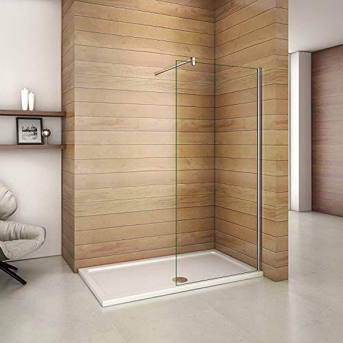 Walk in Duschwand 66x185cm Duschtrennwand 6mm Easy-clean Nano Glas mit Stabilisierungsstange von AICA