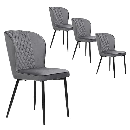 AICARE Esszimmerstuhl (4 St), Dunkelgrau,Polsterstuhl Design Stuhl mit Rückenlehne,Sitzfläche aus Samt Gestell aus Metall von AICARE
